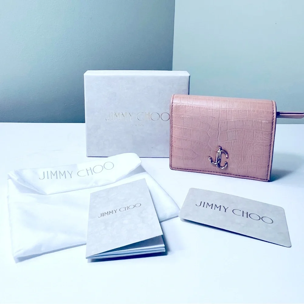 Jimmy Choo Blush Pink Croc-Embossed Wallet